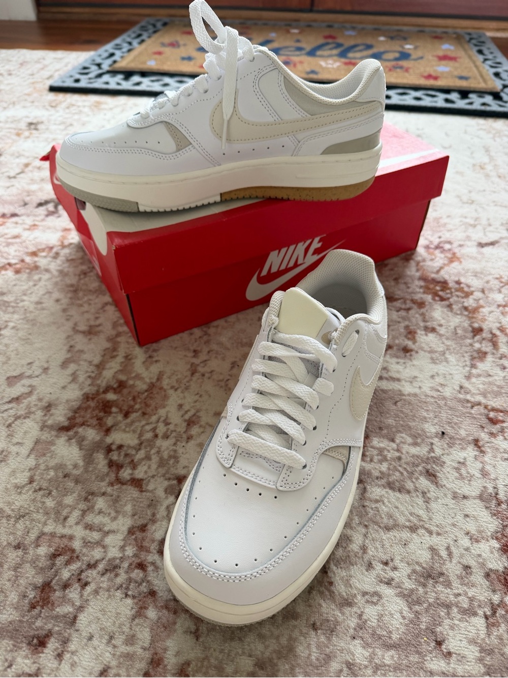 Nike White Low-Top Sneakers with Cream Accents